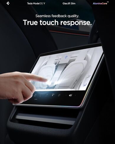 واقي شاشة من الزجاج المقوى من Spigen [GlasTR Slim] مصمم لطراز Tesla 3 (2024/2025/2026)، موديل Y Juniper (2025/2026) شاشة لمس خلفية 8 بوصات - شفاف كريستالي in Kuwait