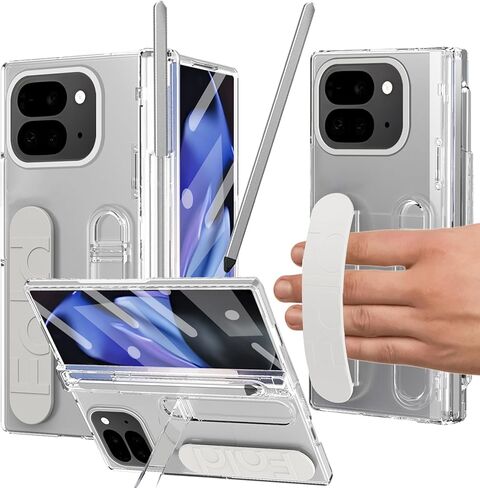 for Google Pixel 10 Pro Fold Case with S Pen Holder & Stylus, Hand Strap Phone Case with Kickstand, Hinge Protection, Screen Protector, Wrist Strap Cover for Google Pixel 10 Pro Fold Clear in Saudi Arabia