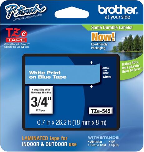 شريط Brother الأصلي 3/4 بوصة (18 مم) أبيض على شريط TZe P-Touch أزرق لصانع الملصقات Brother PT-1890، PT1890 in Saudi Arabia