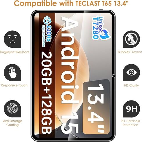 2-Pack Screen Protector Compatible with TECLAST T65 / T65 Plus 13.4", Tempered Glass [HD Clarity] [9 Hardness] [Anti-Scratch] in Saudi Arabia