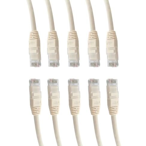 Cat 6 Ethernet Cable, 10-Pack, Patch Cord with Boot, High-Speed 10Gbps LAN Cable for Internet, Networking, Router, Modem, Switch, Printer, Servers, IT Data Center, PC, Xbox, PS5 (White, 1 ft) in Saudi Arabia