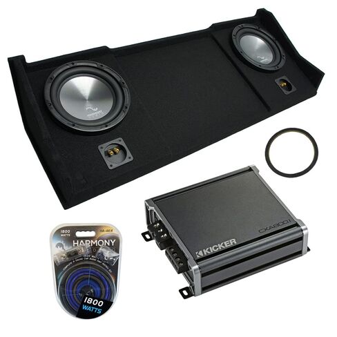 Harmony Audio HA-A102 متوافق مع سلسلة سبائك Dodge Ram Ext Club Quad 1994-2001، 46CXA8001 Class D Mono 1600W Peak Amp وEXDODGE2X10 صندوق فرعي مزدوج مخصص 10 بوصات in Kuwait