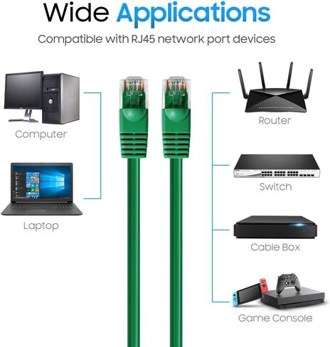 Cmple - كابل تصحيح Cat5e Ethernet، سلك شبكة الإنترنت RJ45، UTP، سلك الإنترنت للمودم، جهاز التوجيه، الكمبيوتر الشخصي، التلفزيون، وحدات التحكم - 1.5 قدم، أخضر in Saudi Arabia