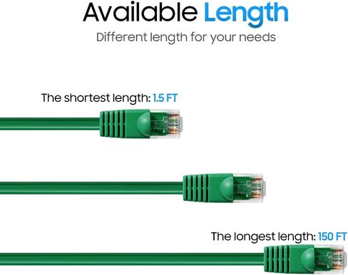 Cmple - كابل تصحيح Cat5e Ethernet، سلك شبكة الإنترنت RJ45، UTP، سلك الإنترنت للمودم، جهاز التوجيه، الكمبيوتر الشخصي، التلفزيون، وحدات التحكم - 1.5 قدم، أخضر in Saudi Arabia