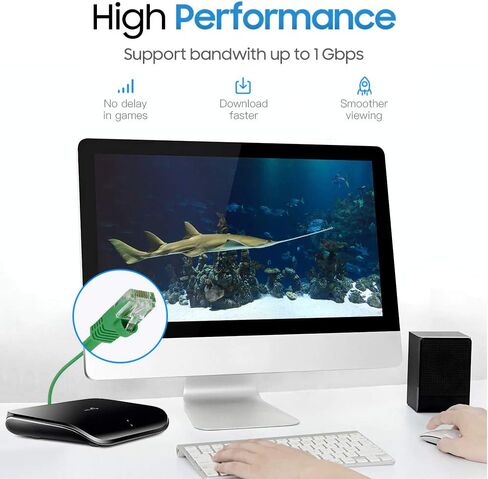 Cmple - كابل تصحيح Cat5e Ethernet، سلك شبكة الإنترنت RJ45، UTP، سلك الإنترنت للمودم، جهاز التوجيه، الكمبيوتر الشخصي، التلفزيون، وحدات التحكم - 1.5 قدم، أخضر in Saudi Arabia