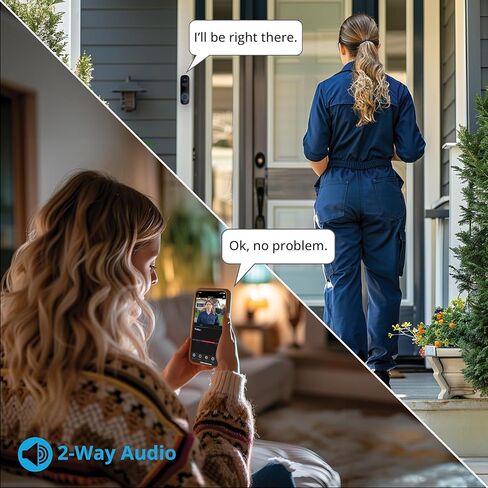 Night Owl 2K Battery Wi-Fi Smart Dual-Powered Video Doorbell - Black in Saudi Arabia