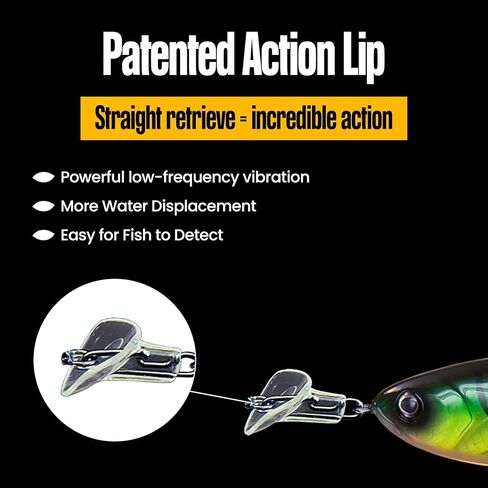 Headbanger Cranky Shad Slow-Sink Hard Lure (2-1/2", 3", 4" & 5") – Patented Erratic “Headbanging" Action Crankbait for Freshwater Bass, Walleye & Perch – 1/3 oz with Premium VMC Hooks in Kuwait