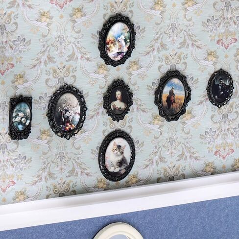 7 Pcs Miniature Dollhouse Accessories Picture Frames 1: 12 Scale Dollhouse Furniture Small Wood Photo Frames Mini House Decoration for Printed Paintings House DIY Art Craft(Black) in Saudi Arabia