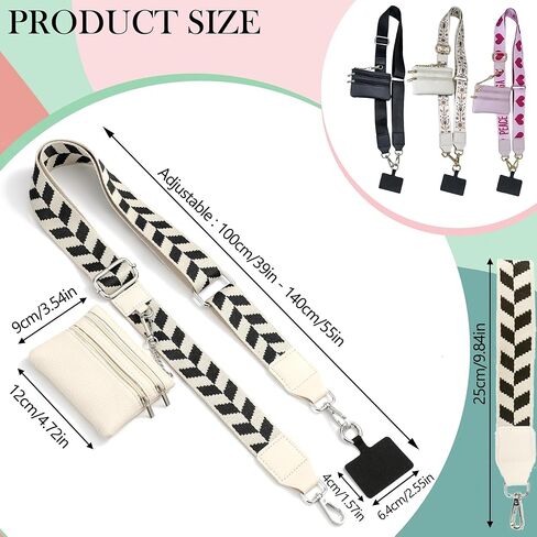 4Pcs Clip and Go Strap for Phone with Wallet Crossbody, 4 Pack Detachable Wide Shoulder Strap with Metal Clips, Hands-Free Phone Holder & Mini Purse Set for Women in Saudi Arabia