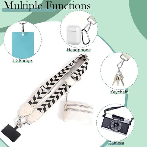 4Pcs Clip and Go Strap for Phone with Wallet Crossbody, 4 Pack Detachable Wide Shoulder Strap with Metal Clips, Hands-Free Phone Holder & Mini Purse Set for Women in Saudi Arabia