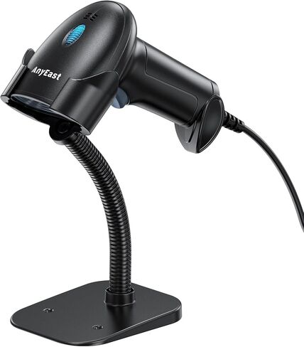 ماسح ضوئي للرموز الشريطية مع حامل، ماسح ضوئي لرمز QR سلكي USB ثنائي الأبعاد و1D، متوافق مع جهاز الكمبيوتر POS MAC مع المسح التلقائي، قارئ باركود محمول لسوبر ماركت المكتبة (أخضر) in Kuwait