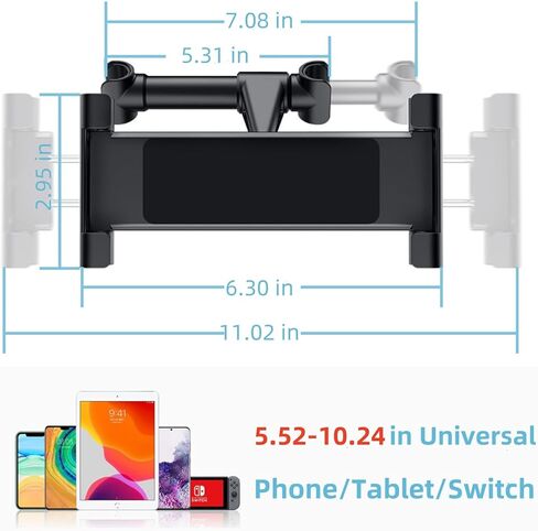 حامل الكمبيوتر اللوحي للسيارة - حامل خلفي قابل للتعديل 360 درجة مع تصميم صديق للأطفال، يناسب الأجهزة مقاس 4.7 بوصة - 12.9 بوصة، أساسيات رحلة الطريق (الإصدار الأحمر) in Kuwait