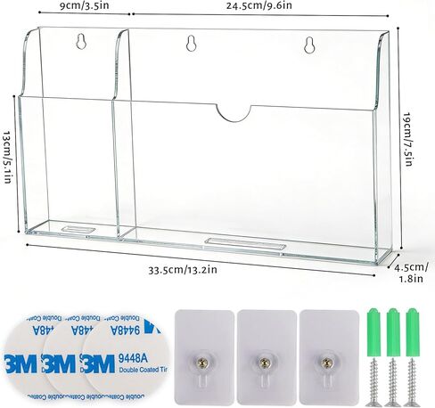 حامل هاتف أكريليك مثبت على الحائط، حامل جداري للكمبيوتر اللوحي مع فتحات شحن، حامل جهاز تحكم عن بعد بفتحتين لجهاز iPad Kindle المحمول، شفاف in Kuwait