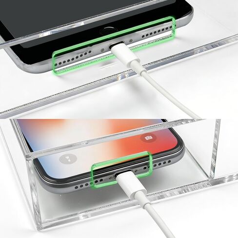 حامل هاتف أكريليك مثبت على الحائط، حامل جداري للكمبيوتر اللوحي مع فتحات شحن، حامل جهاز تحكم عن بعد بفتحتين لجهاز iPad Kindle المحمول، شفاف in Kuwait