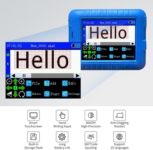 طابعة INPTNOV Mini Inkiet لشعار QR Code التاريخ، رقم الباركود، الرقم التسلسلي على أي شيء، ملابس معدنية من الورق المقوى والخشب والبلاستيك، قدرة تحمل طويلة 16 ساعة، فوهة 0.5 بوصة، حبر سريع الجفاف 42 مل B in Saudi Arabia