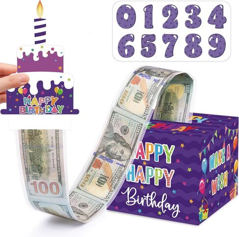 صندوق أموال عيد ميلاد لسحب الهدايا النقدية ، صناديق الهدايا المفاجئة مقابل المال ، وصندوق حامل المال مع بطاقة عيد ميلاد سعيد و 100pcs أكياس شفافة ، وأفكار هدايا المال للأطفال والكبار in Kuwait