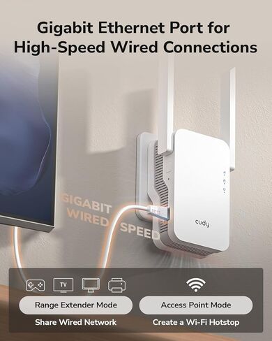 Cudy BE3600 Dual Band Wi-Fi 7 Repeater Signal Booster with Gigabit Ethernet Port, Access Point, APP Setup, Cudy Mesh and APP Support, RE3600 in Saudi Arabia