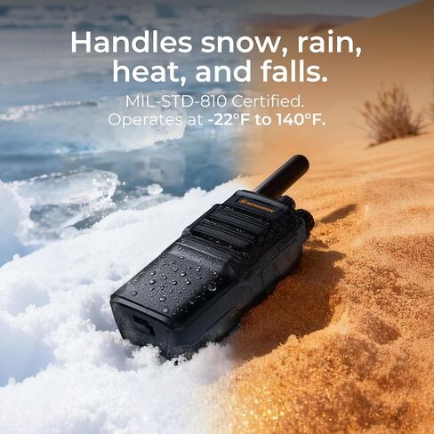 أجهزة اتصال لاسلكية HA-23S FRS، أجهزة اتصال لاسلكية طويلة المدى بطول 35 ميلًا مع كابل برمجة، عمر بطارية لمدة أسبوع واحد، أجهزة راديو ثنائية الاتجاه، راديو محمول معتمد قابل لإعادة الشحن MIL-STD-810، (عبوتان) أسود in Kuwait
