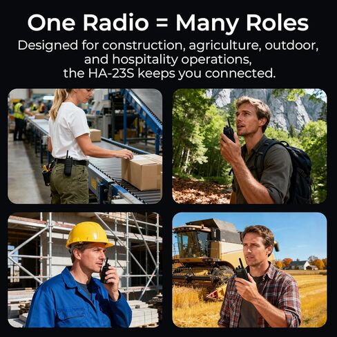 أجهزة اتصال لاسلكية HA-23S FRS، أجهزة اتصال لاسلكية طويلة المدى بطول 35 ميلًا مع كابل برمجة، عمر بطارية لمدة أسبوع واحد، أجهزة راديو ثنائية الاتجاه، راديو محمول معتمد قابل لإعادة الشحن MIL-STD-810، (عبوتان) أسود in Kuwait