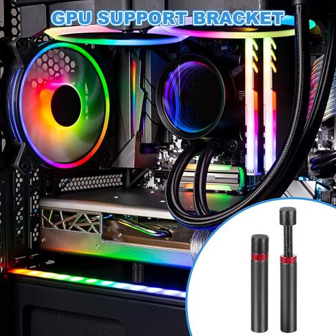 PATIKIL 74-120mm GPU دعم قوس، بطاقة الرسومات GPU حامل حامل بطاقة الفيديو مع مغناطيس مع مستوى روح الفقاعة لمقاهي الإنترنت المنزلية والمكاتب، أسود أحمر in Saudi Arabia