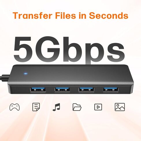 موزع USB 4 منافذ، موزع USB 3.0 متعدد، موسع USB فائق النحافة الفاصل USB للماوس ولوحة المفاتيح ومحرك الأقراص المحمول وقرص U والطابعة وأجهزة الكمبيوتر المحمول وسطح المكتب والمزيد in Kuwait