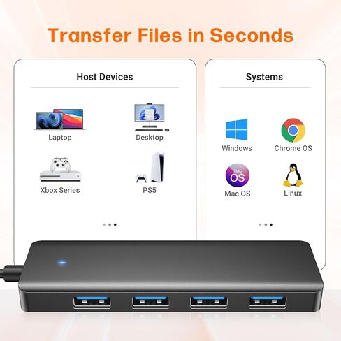 موزع USB 4 منافذ، موزع USB 3.0 متعدد، موسع USB فائق النحافة الفاصل USB للماوس ولوحة المفاتيح ومحرك الأقراص المحمول وقرص U والطابعة وأجهزة الكمبيوتر المحمول وسطح المكتب والمزيد in Kuwait