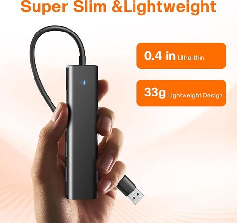 موزع USB 4 منافذ، موزع USB 3.0 متعدد، موسع USB فائق النحافة الفاصل USB للماوس ولوحة المفاتيح ومحرك الأقراص المحمول وقرص U والطابعة وأجهزة الكمبيوتر المحمول وسطح المكتب والمزيد in Kuwait