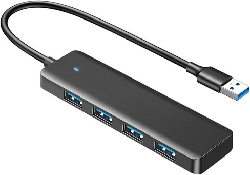 موزع USB 4 منافذ، موزع USB 3.0 متعدد، موسع USB فائق النحافة الفاصل USB للماوس ولوحة المفاتيح ومحرك الأقراص المحمول وقرص U والطابعة وأجهزة الكمبيوتر المحمول وسطح المكتب والمزيد in Kuwait