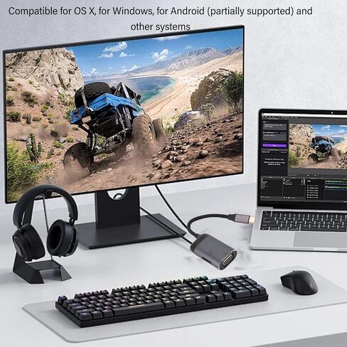 محول VGA لواجهة الوسائط المتعددة من USB C إلى HD، محور متعدد المنافذ مع واجهة وسائط متعددة عالية الدقة 4K عند 60 هرتز وVGA 1080 بكسل، للهاتف المحمول والكمبيوتر اللوحي in Saudi Arabia
