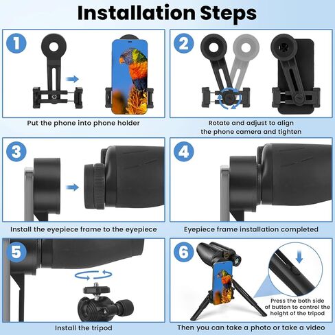 مناظير عينية كبيرة احترافية مقاس 25 × 30 للبالغين - مجموعة كاملة مع محول الهاتف، ومحول حامل ثلاثي القوائم، مقاوم للماء وصغير الحجم للمغامرات الخارجية in Kuwait