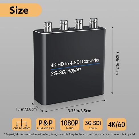 ACHAVE HDMI إلى محول SDI، 4xSDI Out Splitter 1x4، دعم متعدد التنسيقات 1 مدخل HDMI و4 مخارج SDI HD-SDI 3G-SDI HDMI2.0 4K60 هرتز 1080P دعم للكاميرا المنزلية والمسرح لمسافات طويلة in Kuwait