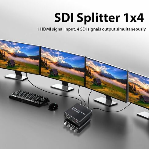 ACHAVE HDMI إلى محول SDI، 4xSDI Out Splitter 1x4، دعم متعدد التنسيقات 1 مدخل HDMI و4 مخارج SDI HD-SDI 3G-SDI HDMI2.0 4K60 هرتز 1080P دعم للكاميرا المنزلية والمسرح لمسافات طويلة in Kuwait
