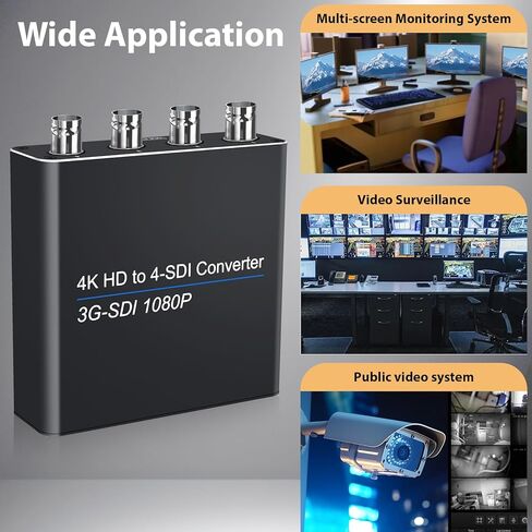 ACHAVE HDMI إلى محول SDI، 4xSDI Out Splitter 1x4، دعم متعدد التنسيقات 1 مدخل HDMI و4 مخارج SDI HD-SDI 3G-SDI HDMI2.0 4K60 هرتز 1080P دعم للكاميرا المنزلية والمسرح لمسافات طويلة in Kuwait