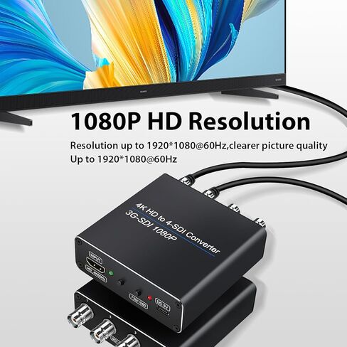 ACHAVE HDMI إلى محول SDI، 4xSDI Out Splitter 1x4، دعم متعدد التنسيقات 1 مدخل HDMI و4 مخارج SDI HD-SDI 3G-SDI HDMI2.0 4K60 هرتز 1080P دعم للكاميرا المنزلية والمسرح لمسافات طويلة in Kuwait