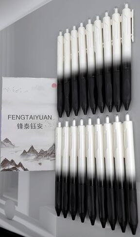 Fengtaiyuan FRW01P6، 6 عبوات، قلم محايد للضغط، مثلث مضاد للانزلاق، لون متدرج، رأس قلم فائق الدقة 0.5 مم، حبر أسود، كتابة سلسة، قبضة مريحة (أسود FRW01P6) in Kuwait