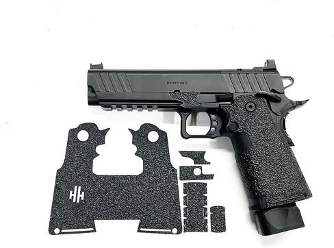 شريط قبضة مسدس Handleitgrips متوافق مع Springfield Prodigy - شريط قبضة مسدس مطاطي محكم من سلسلة Black Edge، سهل التركيب، أجزاء وإكسسوارات البندقية، مملوكة للمحاربين القدامى، صنع في الولايات المتحدة الأمريكية in Kuwait