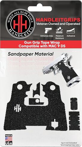 Handleitgrips Gun Grip Tape Compatible with MAC9 DS | Black Textured Sandpaper Pistol Grip Tape with Inserts | Gun Accessories | Veteran Owned | Made in USA in Saudi Arabia