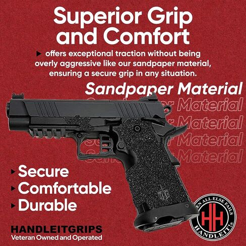 Handleitgrips Gun Grip Tape Compatible with MAC9 DS | Black Textured Sandpaper Pistol Grip Tape with Inserts | Gun Accessories | Veteran Owned | Made in USA in Saudi Arabia