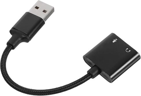 محول بطاقة صوت USB من Operitacx مع مقسم ميكروفون لسماعات الرأس، ومحول ستيريو صوتي خارجي لأجهزة الكمبيوتر والهواتف الذكية، وكابل محول مقبس سماعة رأس ميكروفون أسود ثنائي في واحد in Kuwait