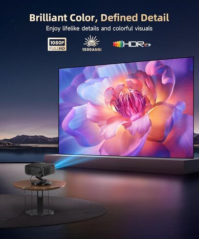 [1500ANSI/ Google TV] جهاز عرض ذكي مزود بواي فاي وبلوتوث، جهاز عرض خارجي محمول SOPYOU يدعم 4K، التركيز التلقائي وحجر المفاتيح، تطبيقات مدمجة، مسرح منزلي داخلي مع حامل قابل للدوران 360 درجة in Saudi Arabia