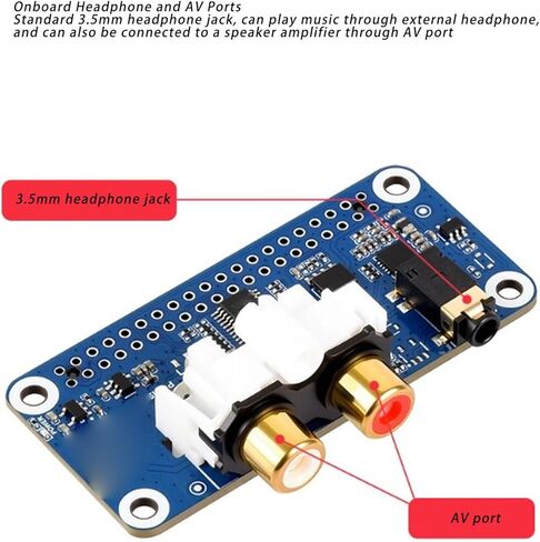 لوحة بطاقة الصوت Yoidesu DAC، لوحة توسيع الصوت HiFi I2S DAC مع منفذ سماعة أذن 3.5 مم وواجهة AV، للوحات الأم RasPi 5 4B 3B + 3B W 2W Pico W Pico 2W in Saudi Arabia