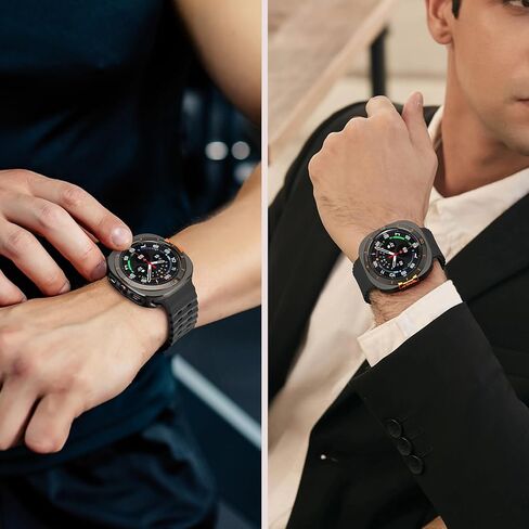 حافظة Amizee المعدنية متوافقة مع ساعة Samsung Galaxy Watch Ultra/Ultra 2(2025) 47 ملم مع غطاء خلفي، غطاء ممتص للصدمات واقٍ متين لساعة Galaxy Watch 7/8 Ultra، جرافيت/برتقالي in Kuwait