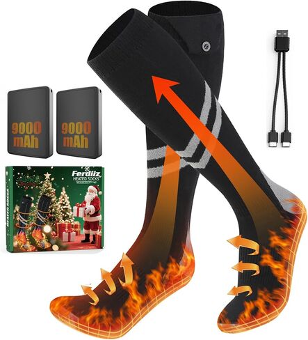 9000mAh*2 Heated Socks & Hand Warmer 2-in-1, Rechargeable Heated Socks Up to 14-35 Hours with 4 Adjustable Heating Levels for Winter Hunting Fishing Skiing Cycling Hiking Camping Skating Outdoor in Kuwait