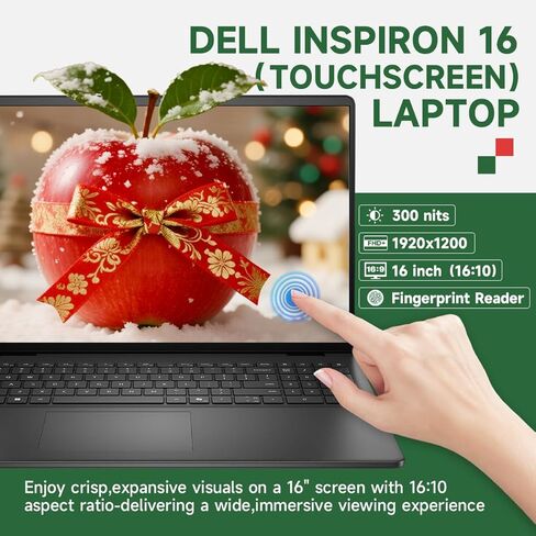 Dell 16 Touchscreen Laptop Computer - Intel 10-Core 7 150U (up to 5.4 GHz), 32 GB DDR5 RAM, 1 TB SSD, 16" FHD+ Touch Display, Backlit KB, Wi-Fi 6, Copilot AI, Windows 11 Pro, Black in Kuwait