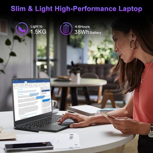 كمبيوتر محمول 8 جيجابايت رام 256 جيجابايت SSD، كمبيوتر محمول مع معالج بنتيوم (يصل إلى 3.4 جيجا هرتز، Beats N5095)، شاشة FHD 15.6 بوصة، عمر بطارية طويل، Type-c، WiFi 5، BT 5.2، أجهزة كمبيوتر محمولة للأعمال والطلاب. in Saudi Arabia