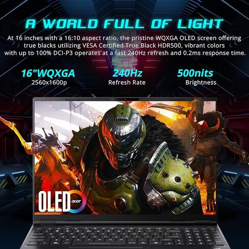 كمبيوتر محمول للألعاب acer Predator Neo 16S AI، شاشة 16 بوصة WQXGA OLED 240 هرتز، Intel Core Ultra 9 275HX، GeForce RTX 5070 Ti، 32 جيجابايت DDR5، 2 تيرابايت SSD، لوحة مفاتيح بإضاءة خلفية RGB، ويندوز 11، أسود، مجموعة قاعدة إرساء 1 تيرابايت in Kuwait
