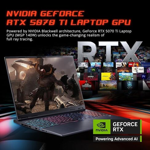 كمبيوتر محمول للألعاب acer Predator Neo 16S AI، شاشة 16 بوصة WQXGA OLED 240 هرتز، Intel Core Ultra 9 275HX، GeForce RTX 5070 Ti، 32 جيجابايت DDR5، 2 تيرابايت SSD، لوحة مفاتيح بإضاءة خلفية RGB، ويندوز 11، أسود، مجموعة قاعدة إرساء 1 تيرابايت in Kuwait