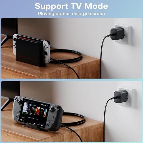 شاحن 60 وات للتبديل 2 مع كابل شحن طويل 3FT، يدعم وضع قاعدة التلفزيون 4K، مزود طاقة 20 فولت/3 أمبير سلك USB C سريع in Saudi Arabia