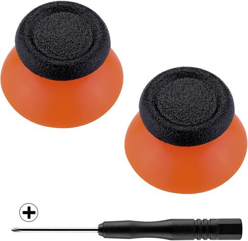eXtremeRate Black ＆ Orange Dual-Color Thumbsticks Replacement Joystick for PS4, for PS4 Slim Pro Controller and for PS5 Controllers in Saudi Arabia