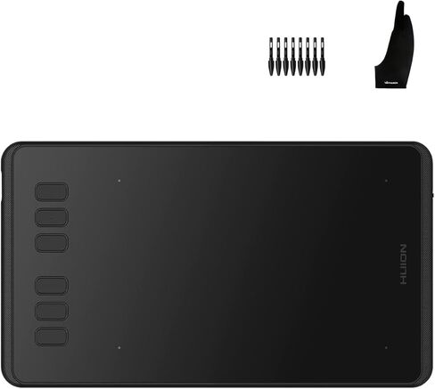 مجموعة تابلت الرسم HUION Inspiroy H640P مع قفاز رسم للفنانين من HUION مقاس كبير in Saudi Arabia